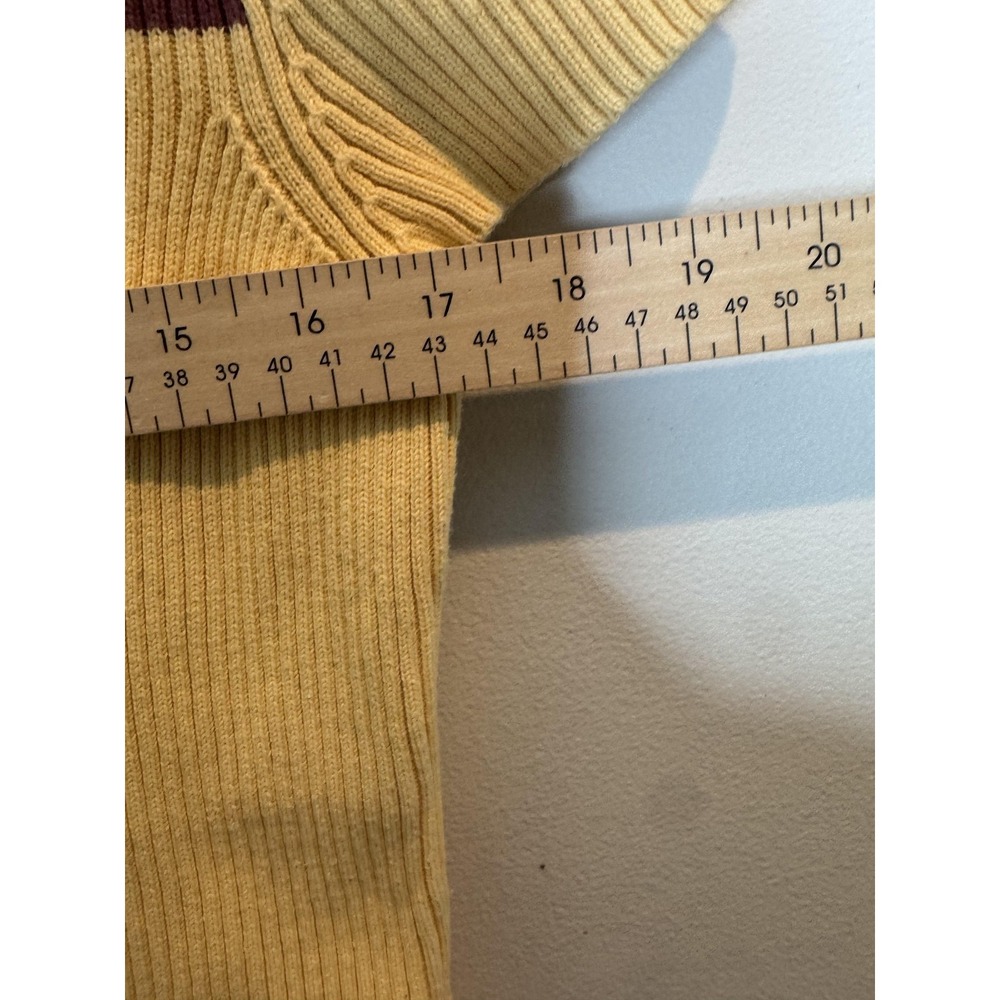 Vintage Tommy Hilfiger Shirt Womens‎ XL Yellow Ribbed Lace Up Japan Y2K Top - Picture 4 of 8